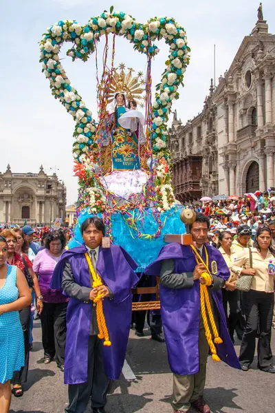 Festival Candelaria Folklorní Tance Typickými Kostýmy Průvodu Limy Peru — Stock fotografie