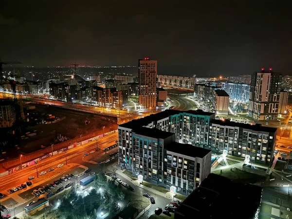 Horizontal Night Ponarama Village Novaya Borovaya City Minsk New Borovaya — Stock Photo, Image