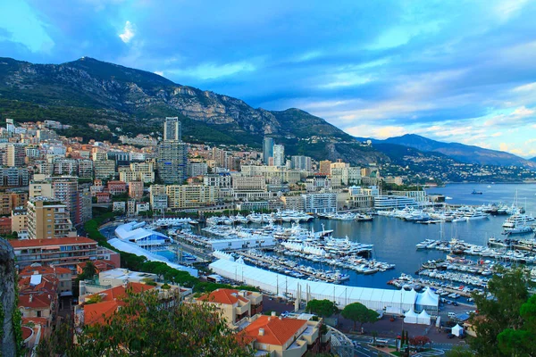 Principality Monaco Beautiful Panoramic View Monaco Golden Hour Scenery View — Stock Photo, Image