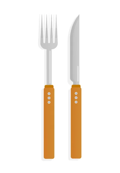 Vector Illustration Knife Fork White Background Kitchenware Utensils Design Concept — Stock Vector