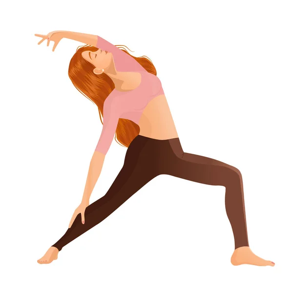 Vector Illustration Girl Dancer White Background Concept Yoga Meditation Sports — Stock Vector