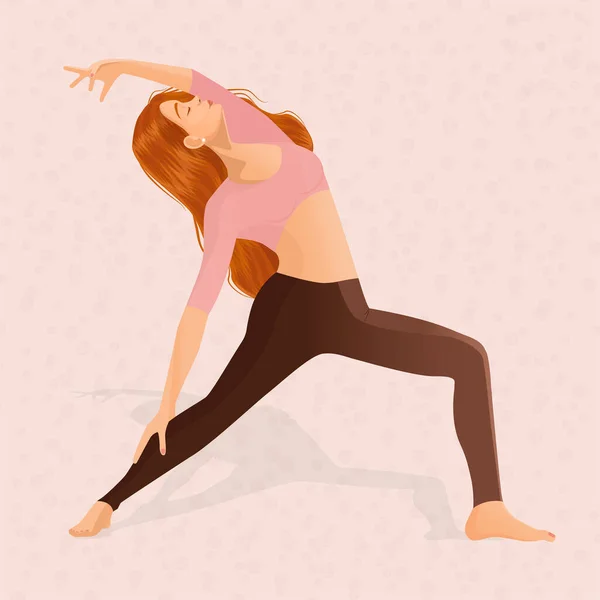 ピンクの背景に少女ダンサーのベクトルイラスト スポーツ 健康的なライフスタイル ダンス ダンスムーブ フィットネス ワークアウトの概念 — ストックベクタ
