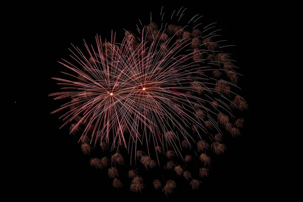 Feux Artifice Rouges Sur Fond Noir — Photo