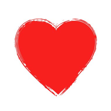 Beyaz zemin üzerine kırmızı grunge romantik kalp