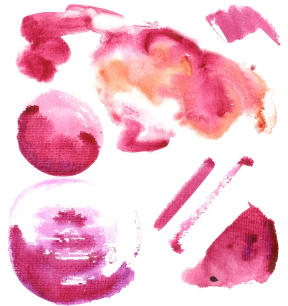 Watercolor Abtract Hand Painted Blots, Spray, Smear and Stains Set — Stock Photo, Image
