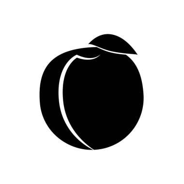 Kayısı ve yaprak beyaz zemin üzerinde. Siluet. Vektör.