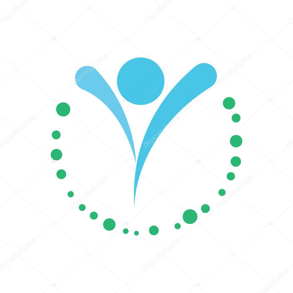 Abstract round symbol with happy human silhouette