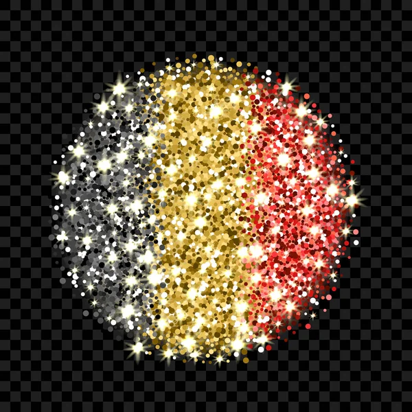 Belçika Krallığı Nın Parlak Rozeti Parıltı Efektli Belçika Ulusal Renklerine — Stok Vektör