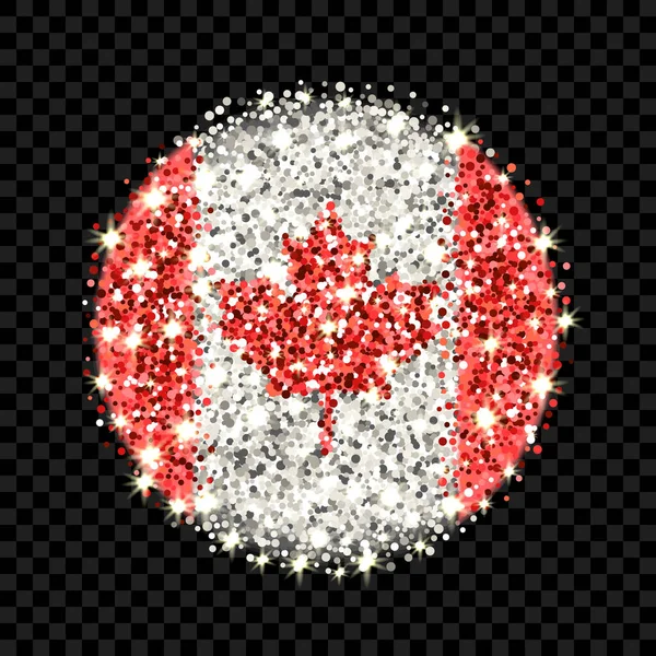 Canada Vlag Sprankelende Badge Ronde Icoon Met Canadese Nationale Kleuren — Stockvector