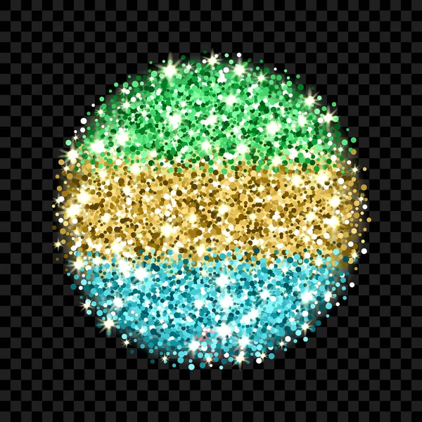 加蓬共和国的国旗闪闪发光 带有加蓬国家色彩的圆形图标 效果闪闪发光 纽扣设计 矢量图解 一系列标志之一 — 图库矢量图片
