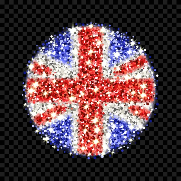 Birleşik Krallık bayrağı parlayan rozeti — Stok Vektör