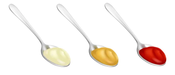 Kaşık takımında mayonez ketçap hardalı.
