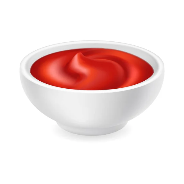 Ketchup pomidorowy w misce — Wektor stockowy