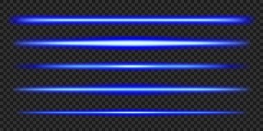 Blue light lazer effect. Neon straight line divider, led transparent border
