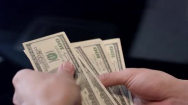 Kadın doları banknot sayma. Kişisel harcamalar, para hesaplama
