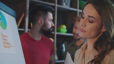 Profesyonel takım finans raporu Office tartışıyor. İş beyin fırtınası