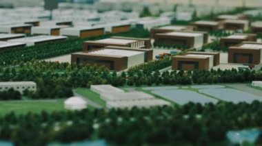Ticari binalar ile sanayi bölgesinin mimari modeli
