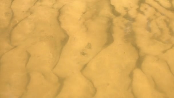 Eau transparente du lac avec fond sablonneux. Dunes de sable au fond de la rivière — Video