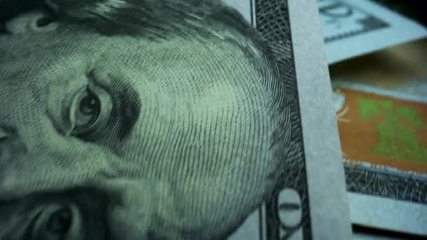 Americké stodolarové bankovky. Hromada americké národní papírové měny — Stock video