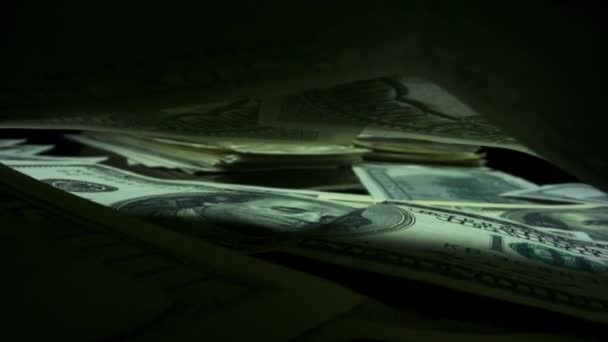 アメリカ合衆国の紙幣。アメリカの100ドル紙幣 — ストック動画