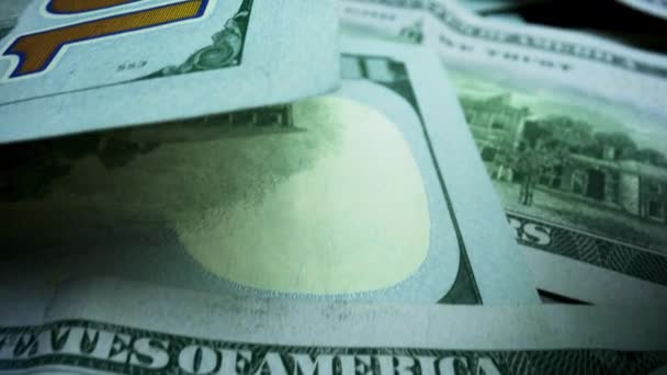 Amerikaanse dollars contant geld. Achterzijde van papieren bankbiljetten van Amerikaanse valuta. — Stockvideo