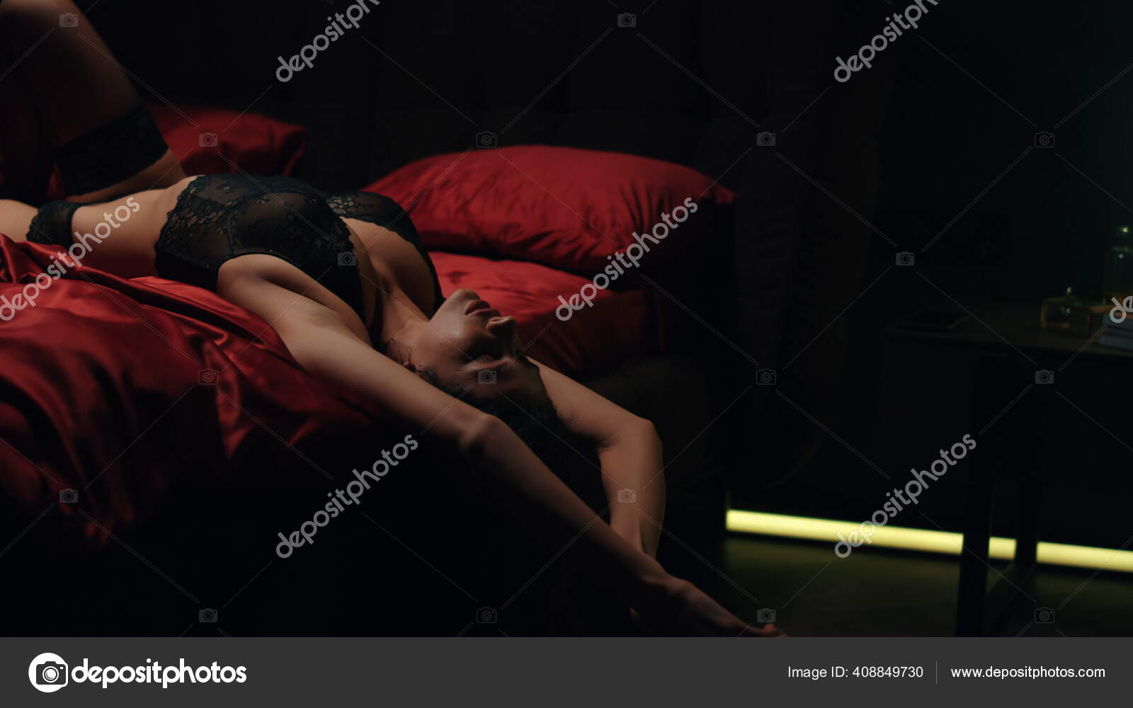Sensual lady lying across