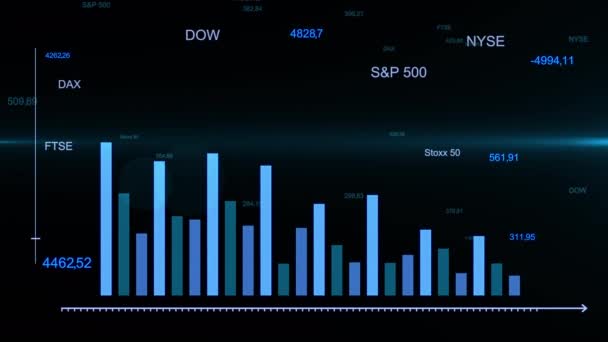 Geschäftsdiagramm mit fallendem Pfeil. Börsenhandelsdiagramm — Stockvideo