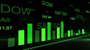 Borsa ticaret grafikleri. Fütürist yükselen yeşil ok