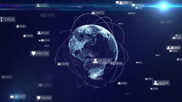 Animation du réseau mondial de communication. Système de réseautage logiciel entreprise — Video