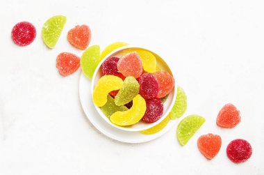 Şeker, açık renkli, üstten görünüm çok renkli marmelat