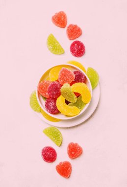 Şeker, açık renkli, üstten görünüm çok renkli marmelat