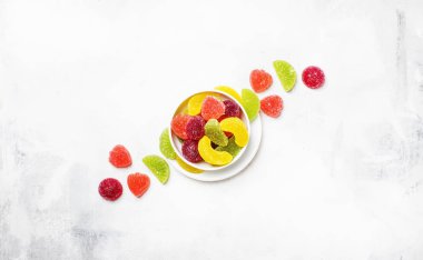 Şeker, açık renkli, üstten görünüm çok renkli marmelat