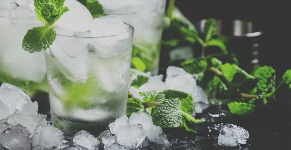 Alcoholic Cocktail Vodka Smash Vodka Sugar Syrup Soda Lime Mint — Stock Photo, Image