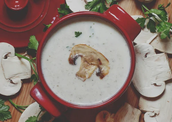 Creamy mushroom soup with mushrooms — Stock Image Creamy Mushroom Soup Mushrooms Royalty Free Stock Photos
