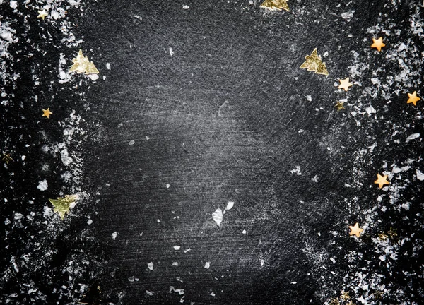 Natal Ano Novo Fundo Escuro Quadro Modelo Com Neve Estrela — Fotografia de Stock