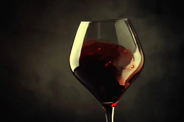 Spanish Dry Red Wine Splash Glass Tempranillo Grape Gray Stone — Stock Photo, Image