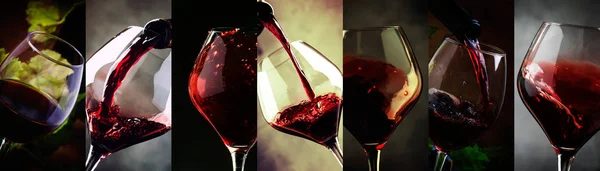 Vino Rosso Raccolta Alcolica Bicchieri Degustazione Vini Bevi Sullo Sfondo — Foto Stock