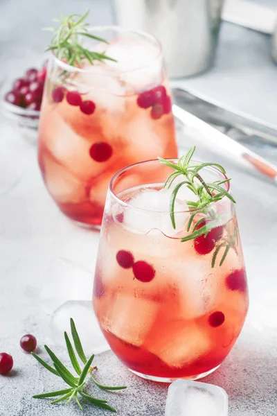 Cranberry Cocktail Kaap Kodder Met Ijs Rozemarijn Bessen Bar Tools — Stockfoto