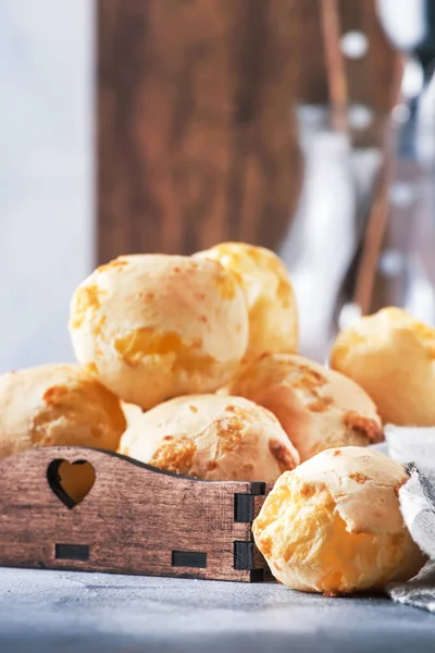 Delicious Custard Cheese Buns Gray Kitchen Table Background Selective Focus — Stock Photo, Image