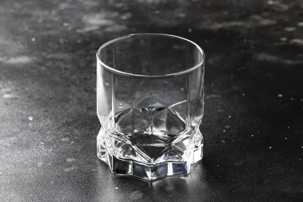 Empty Glass Whiskey Brandy Bubon Old Fashion Type Copy Space — Stock Photo, Image