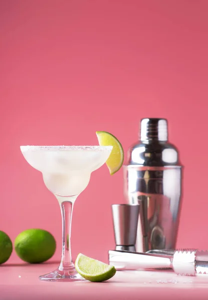 Coquetel Clássico Álcool Margarita Com Tequila Licor Suco Limão Xarope — Fotografia de Stock