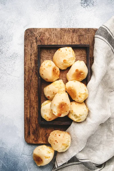 Appetizing Homemade Sweet Buns Gray Kitchen Table Background Top View — Stock Photo, Image