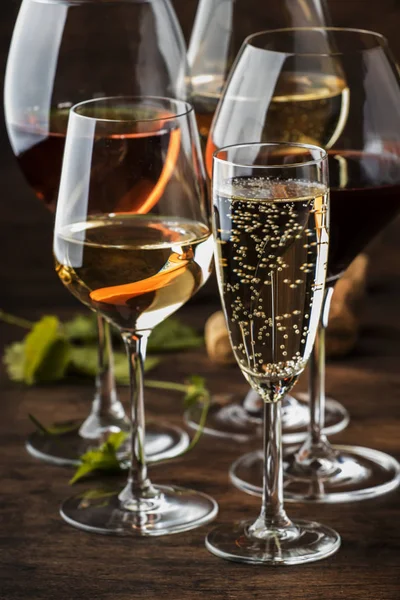 Wine Tasting Still Sparkling Wines Red White Wine Rose Champagne — Stock Photo, Image