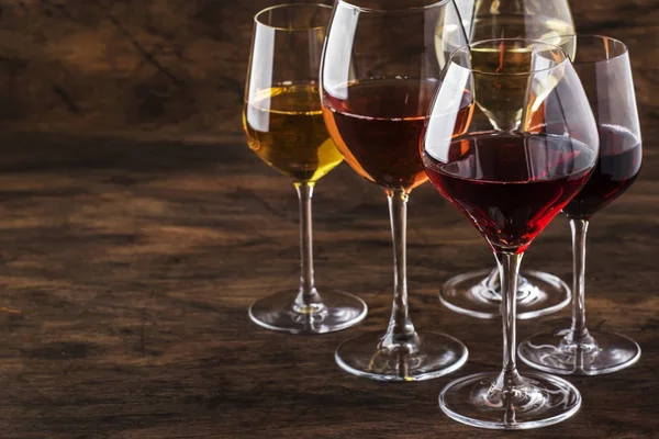 Wijn Set Rode Witte Rosé Wijn Het Assortiment Winegasse Wijnproeverij — Stockfoto