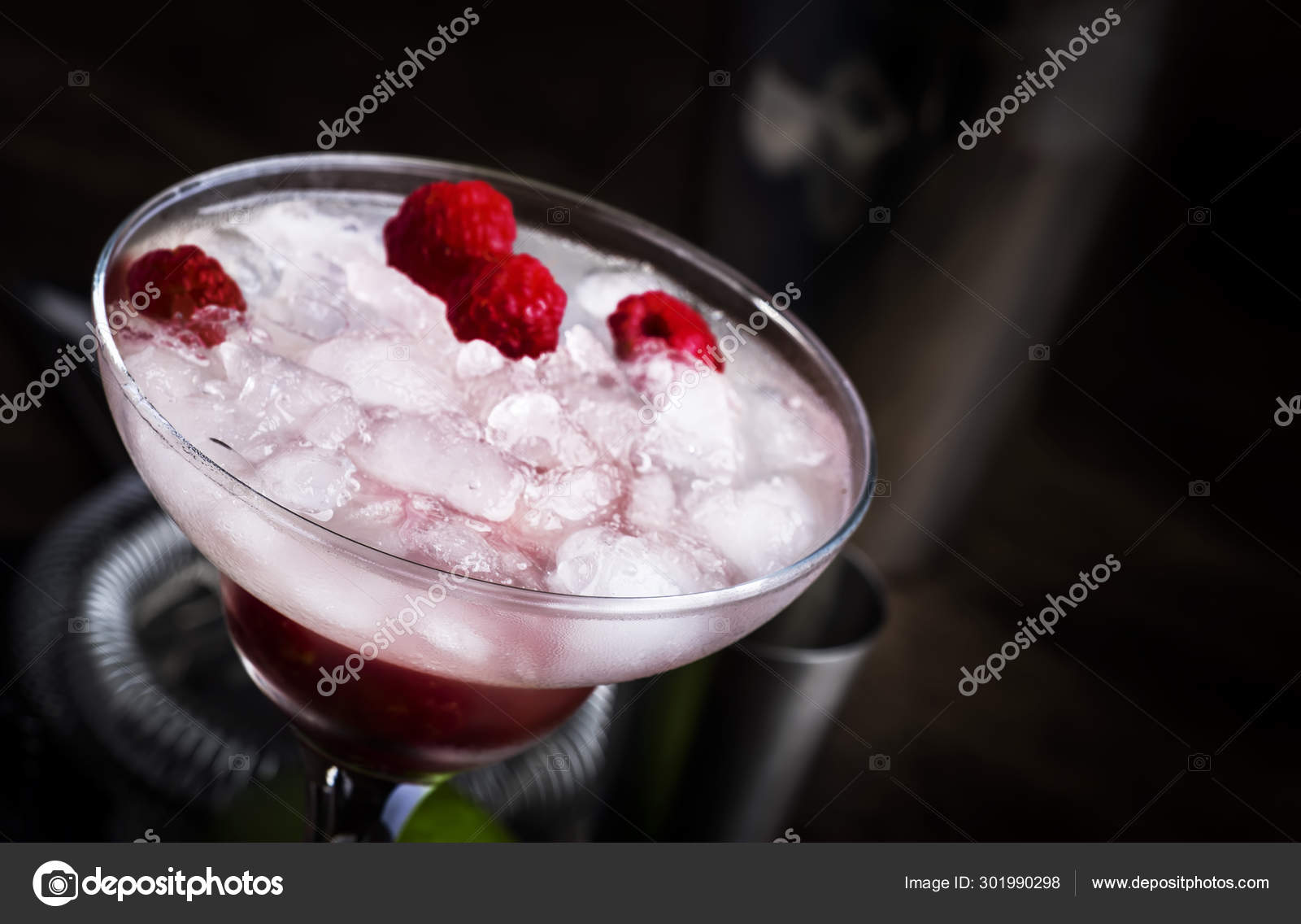 Raspberry Daiquiri Alcoholic Cocktail White Rum Lime Juice