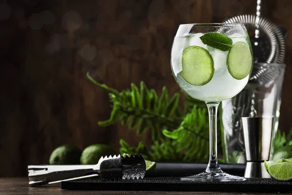 Royal Mojito Alcoholic Cocktail White Rum Prosecco Lime Mint Ice — Stock Photo, Image
