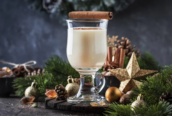Νέο Έτος Χριστουγεννιάτικο Απεριτίφ Κοκτέιλ Ζεστό Χειμώνα Φθινόπωρο Ποτό Γάλα — Φωτογραφία Αρχείου
