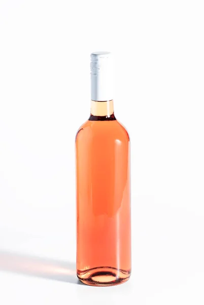 Butelka Wina Różanego Białym Stole Rosado Rosato Lub Rumieniec Degustacja — Zdjęcie stockowe