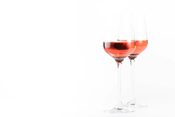 Rosenweingläser Auf Dem Weißen Tisch Rosado Rosato Oder Rouge Weinprobe — Stockfoto