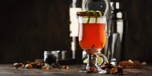 Punch Rum Caldo Grog Cocktail Alcolico Riscaldante Autunnale Invernale Con — Foto Stock
